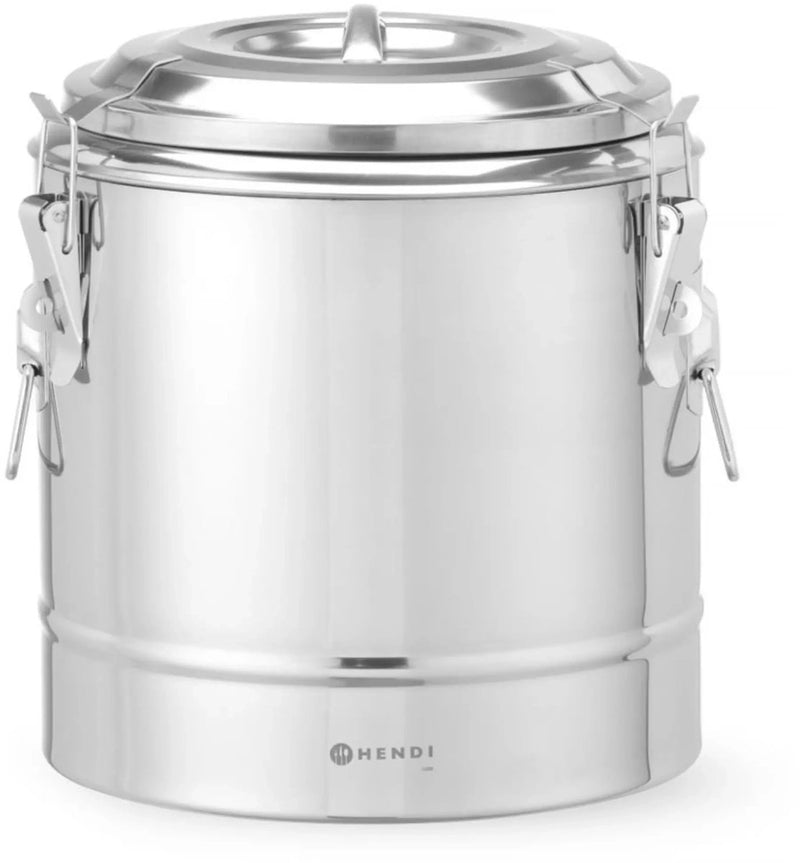 Hendi isolierter Transportbehälter – Edelstahl – hält beim Transport warm – 23 Liter – Durchmesser 35 cm x Höhe 44 cm – silberfarben – Catering und Lieferung