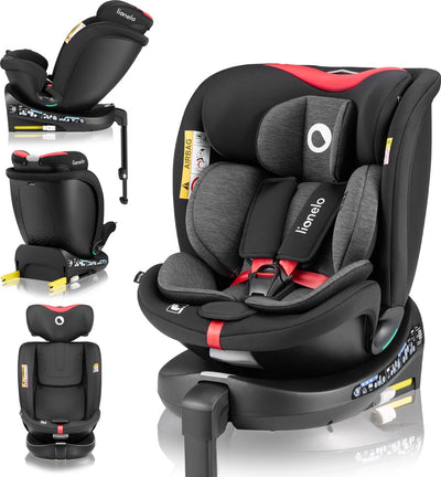 Lionelo Navy i-Size-Autositz 40–150 cm – 360° drehbar – Easyturn – Isofix-Stabilisierungsbein – nach hinten bis zu 105 cm – verstellbare Rückenlehne – Dri-Seat-Belüftung – R129-Zulassung – Gruppe 0 1 2 3 – Komfortsicherheit