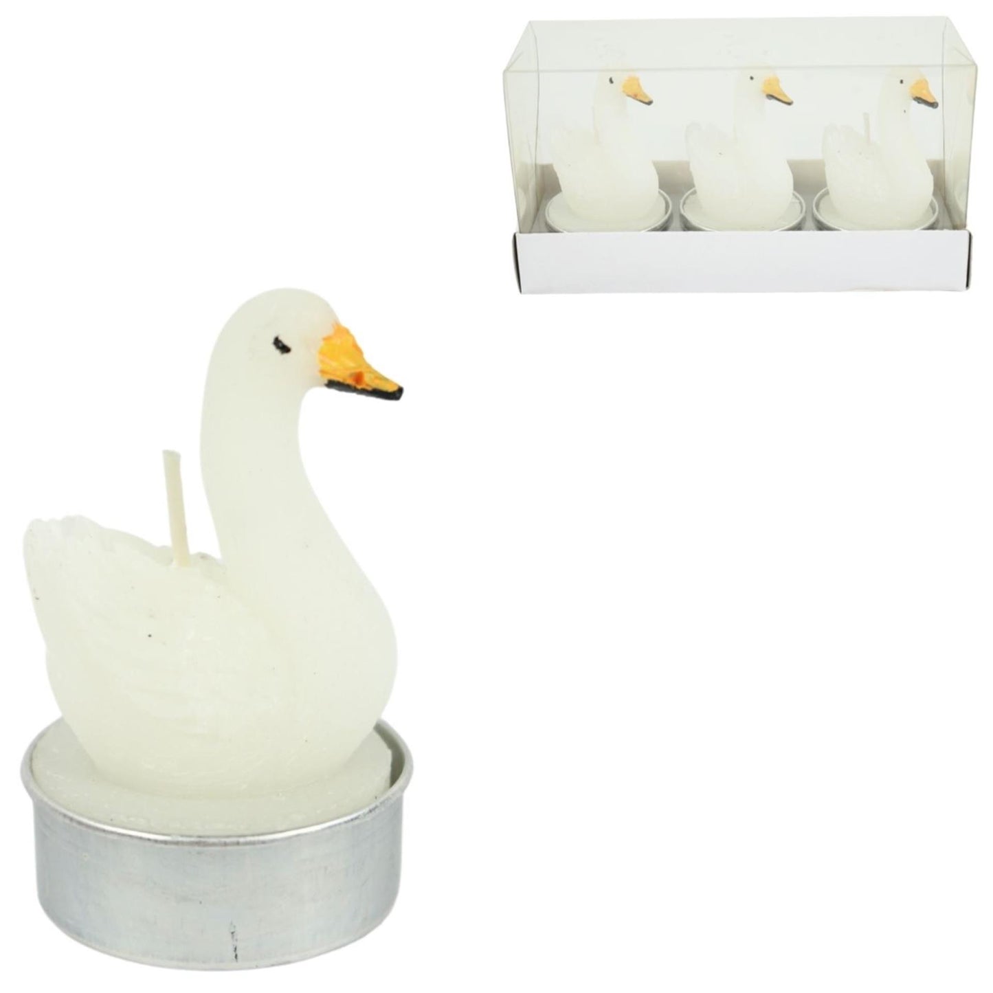 Teelicht Schwan weiß 6,5cm 3er Set
