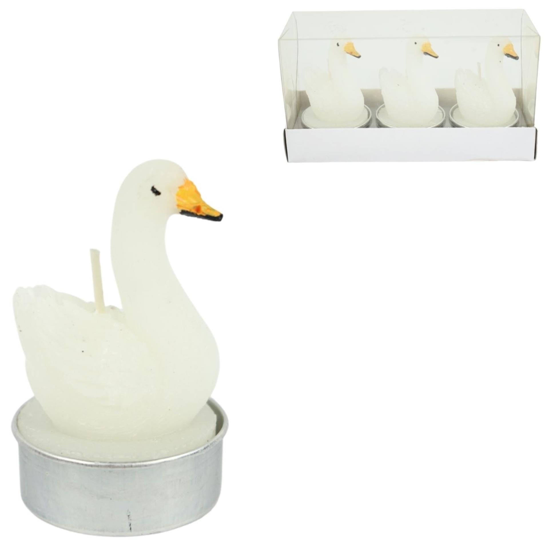 Teelicht Schwan weiß 6,5cm 3er Set