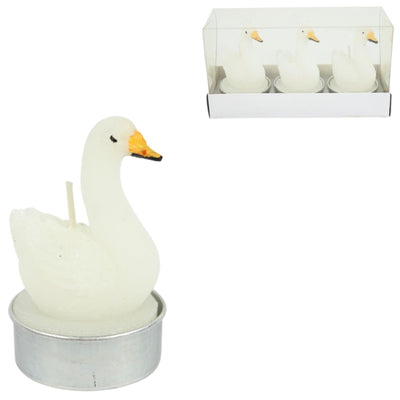 Teelicht Schwan weiß 6,5cm 3er Set