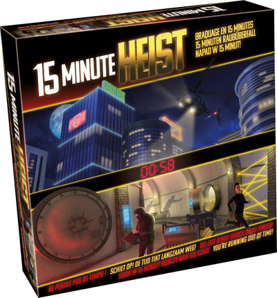 Taktischer 15-Minuten-Überfall – Brettspiel – kooperativer Banküberfall gegen die Uhr – Teamwork und Taktik – Escape-Game-Erlebnis – 2 bis 4 Spieler – ab 8 Jahren