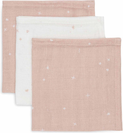 Jollein – hydrophiles Mundtuch 31 x 31 cm – hydrophile Baby-Tücher – 3 Stück – funkelnde Wildrose