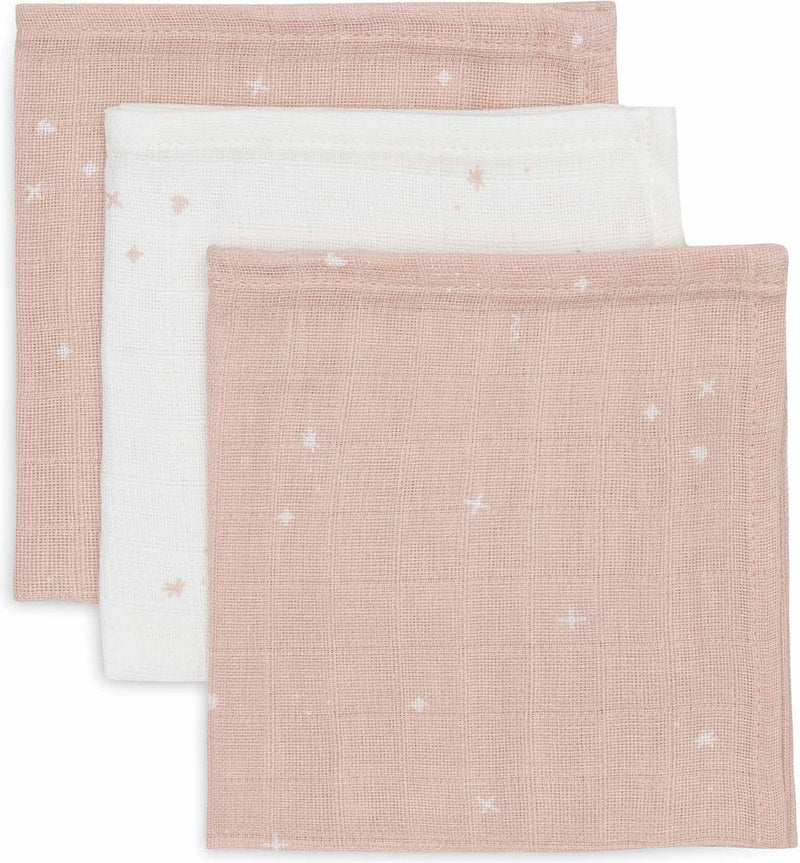 Jollein – hydrophiles Mundtuch 31 x 31 cm – hydrophile Baby-Tücher – 3 Stück – funkelnde Wildrose