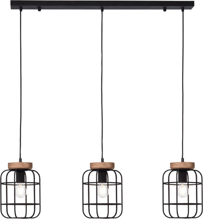 Brilliant Gwen – Hängelampe – E27 max. 3 x 40 W – schwarzes Holz