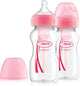 Dr. Brown's Options+ Anti-Kolik-Babyflasche – Weithalsflasche – 270 ml – Rosa – 2 Stück