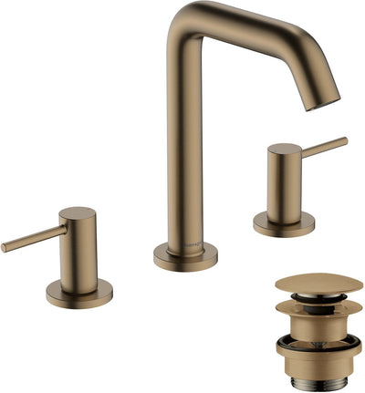 Hansgrohe tecturis s – Waschtischarmatur – 3-Loch-Version – mit Ablassschraube – Größe 150 mm – gebürstete Bronze
