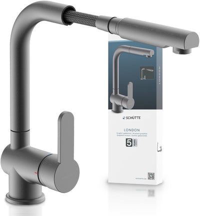 Schütte Schütte Eenknops -Mixer mit ausziehbarem London Matgraphit Spout