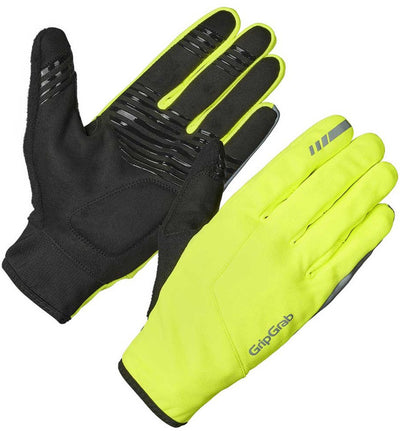 Gripgrab - Hurricane 2 winddichte Frühlings-Herbst-Fahrradhandschuhe Langfinger mit Polsterung - Gelbe Warnweste - Unisex - Größe XL