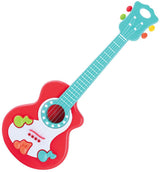 Gitarre mit musikalischen Noten rot spielen - afbeelding 1