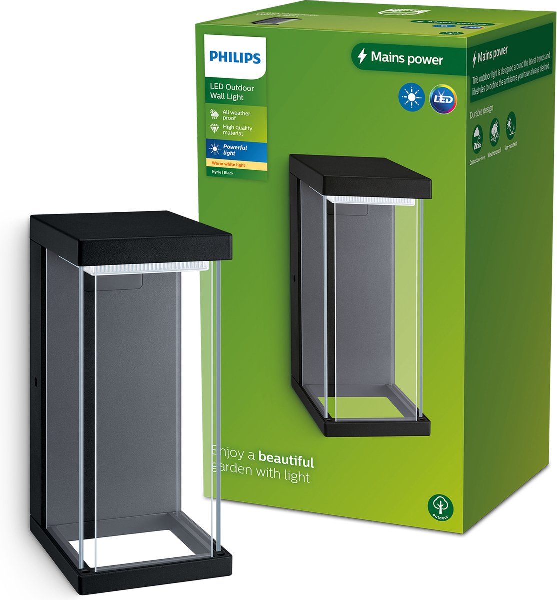Philips LED Philips Kyrie Wandleuchte – Schwarz – integrierte LED