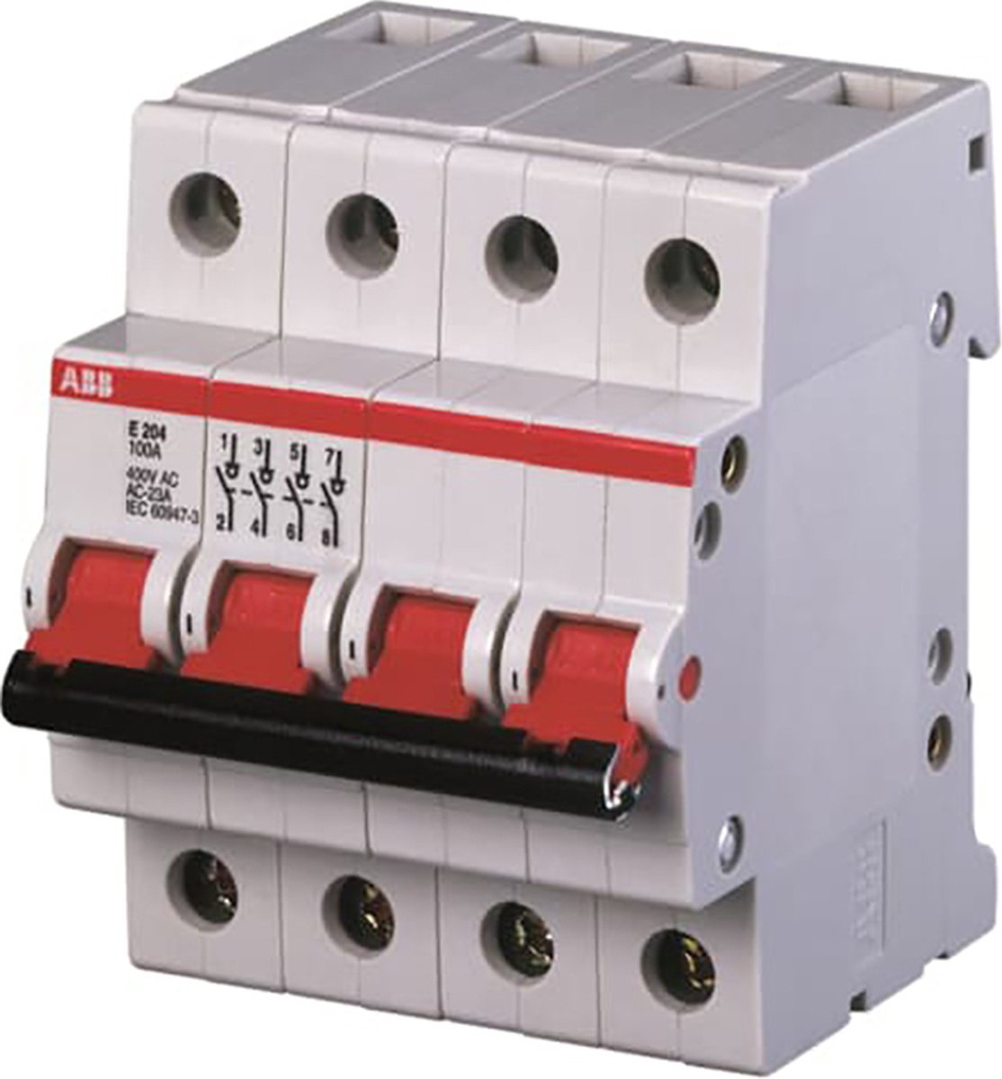 Busch-Jaeger Einbauschalter Baukastensystem Pro M Compact Ein-Aus-Schalter rot 4-polig, 100A E204 100R 2CDE284001R0100