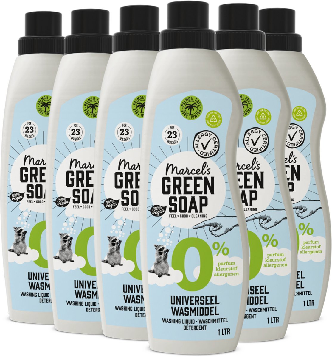Marcel's grünes Seifenwaschmittel – 0 % – 6 x 1 l – 138 Wäschen