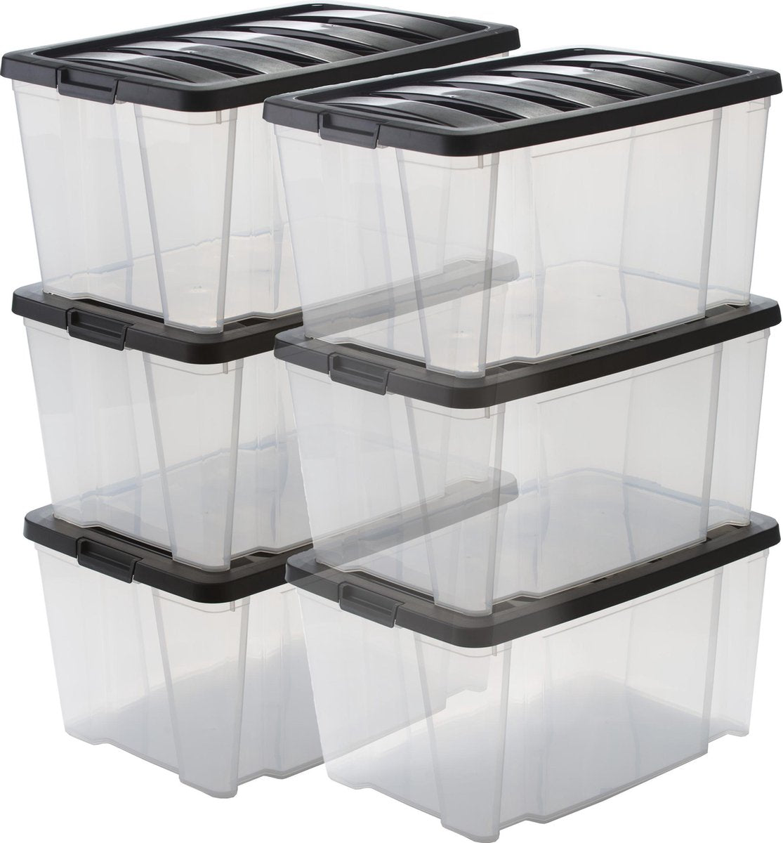 Iris Handybox Aufbewahrungsbox – 45l – Kunststoff – transparent schwarz – 6er-Set