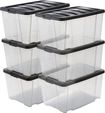Iris Handybox Aufbewahrungsbox – 45l – Kunststoff – transparent schwarz – 6er-Set