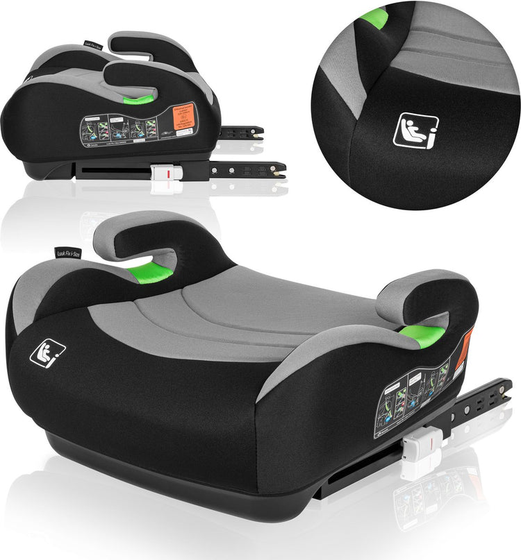 Lionelo Luuk Fix i-Size – Sitzerhöhung – Isofix – Autositzerhöhung – 22–36 kg, 125–150 cm – vorwärtsgerichteter Autositz gemäß i-Size-R129-Standard – breiter und bequemer Sitz mit weichem EPE-Schaum – mit Armlehnen