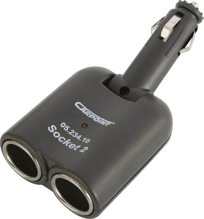 Carpoint 2-Wege-Steckdose 12 24 V – Zigarettenanzünder-Splitter – um 90° neigbar – LED-Anzeige – 5 A – mit Sicherung