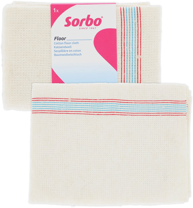 Sorbo-Nahtmopp – 5 Stück – weiß – 60 x 60 cm – robuste Baumwolle – hohe Saugfähigkeit – waschbar, wiederverwendbar – für Fliesenböden und Hartböden