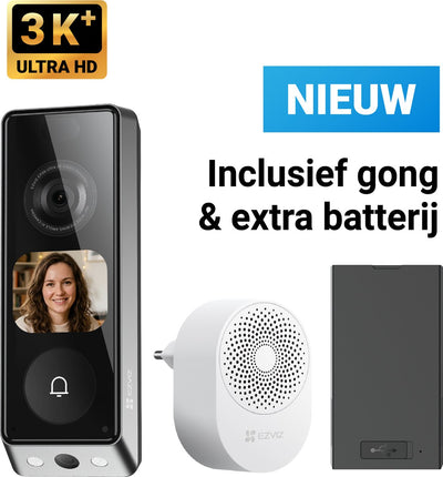 Ezviz EP8 Ultra – Video-Türklingel mit Kamera mit AI-Bildschirm – 3K+ (6 MP) Dual-Objektiv – Paketerkennung – kabellos oder kabelgebunden – 32 GB Speicher – ohne Abonnement