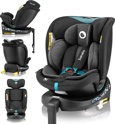 Lionelo Navy i-Size-Autositz 40–150 cm – 360° drehbar – Easyturn – Isofix-Stabilisierungsbein – nach hinten bis zu 105 cm – verstellbare Rückenlehne – Dri-Seat-Belüftung – R129-Zulassung – Gruppe 0 1 2 3 – Komfortsicherheit