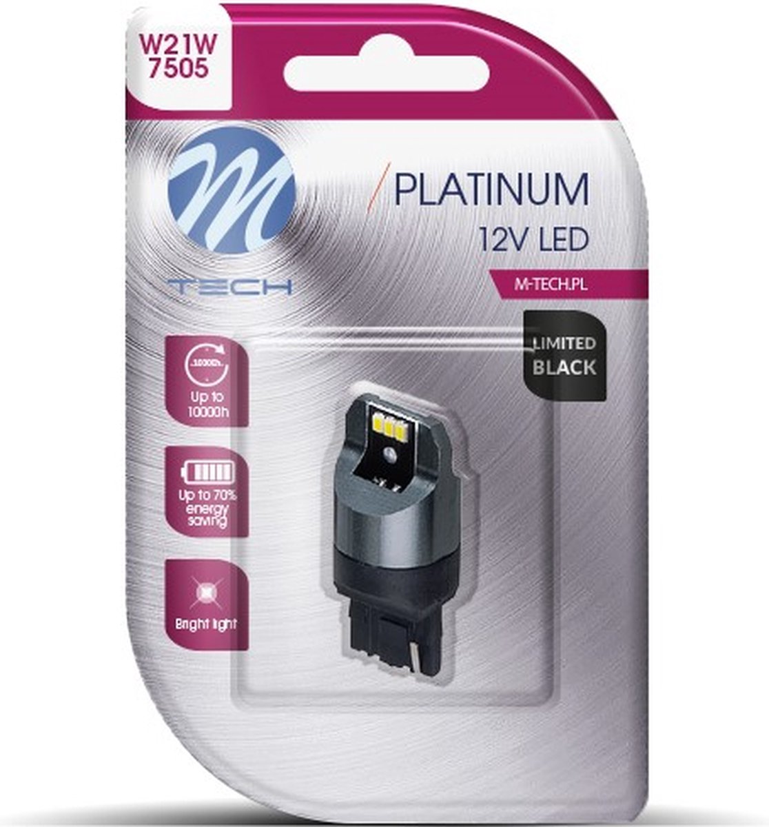 M-Tech LED - W21W T20 12V - Platin - Canbus - 16x LED-Diode - Weiß - einzeln