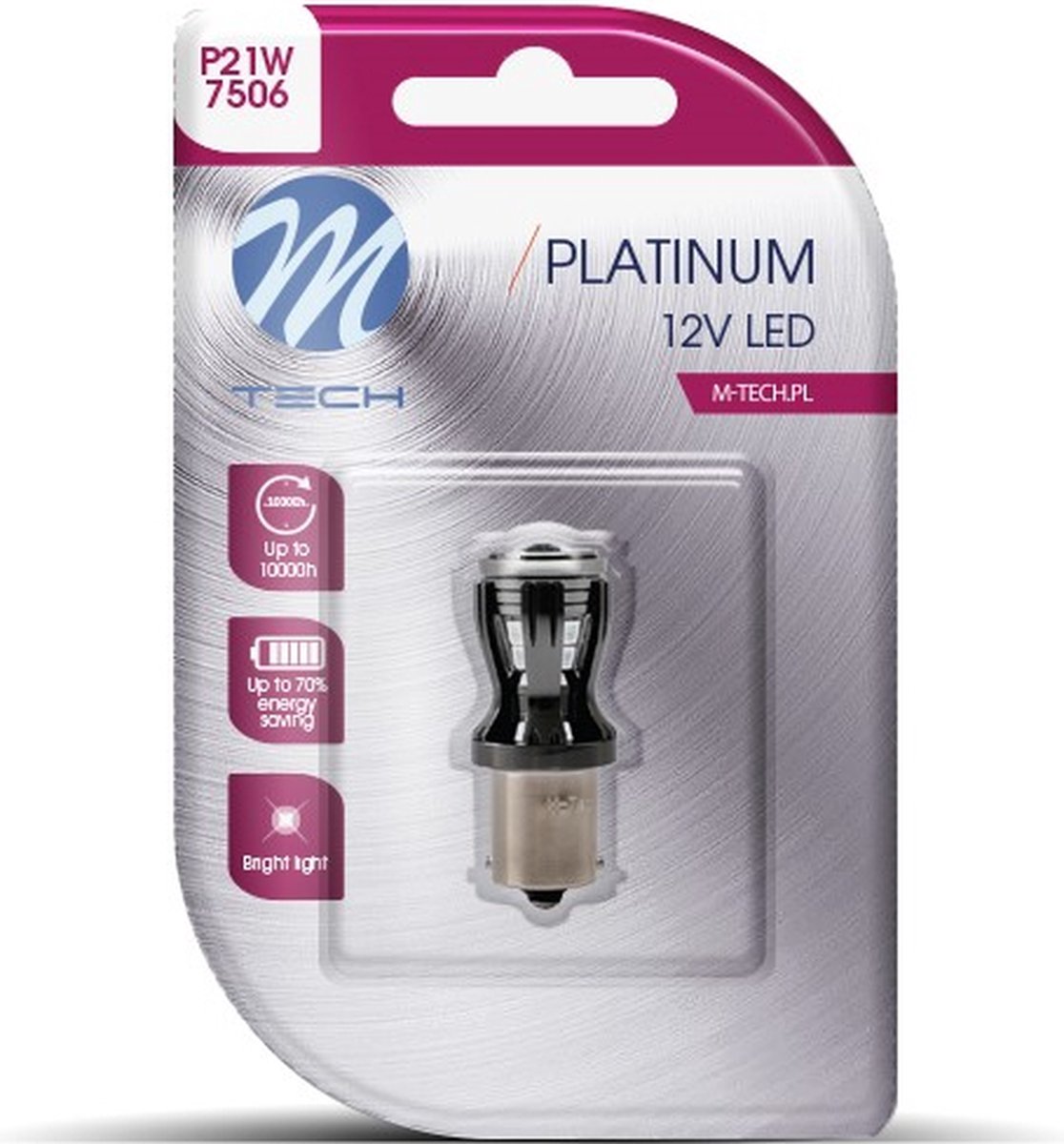 M-Tech LED P21W BA15S 12 V – Platin – Canbus – 4 x Osram-LED-Diode – weiß – einzeln