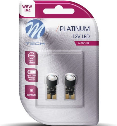 M-tech LED w5w 12v - Platin - 1x LED-Diode - Canbus - Weiß - Set