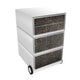 Mobiler Schubladenschrank Paperflow, altes Leder, weißes ABS, Polystyrol
