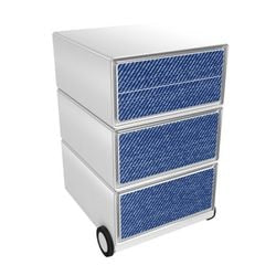 Mobiler Schubladenschrank Paperflow, Jeansblau, weißes ABS, Polystyrol
