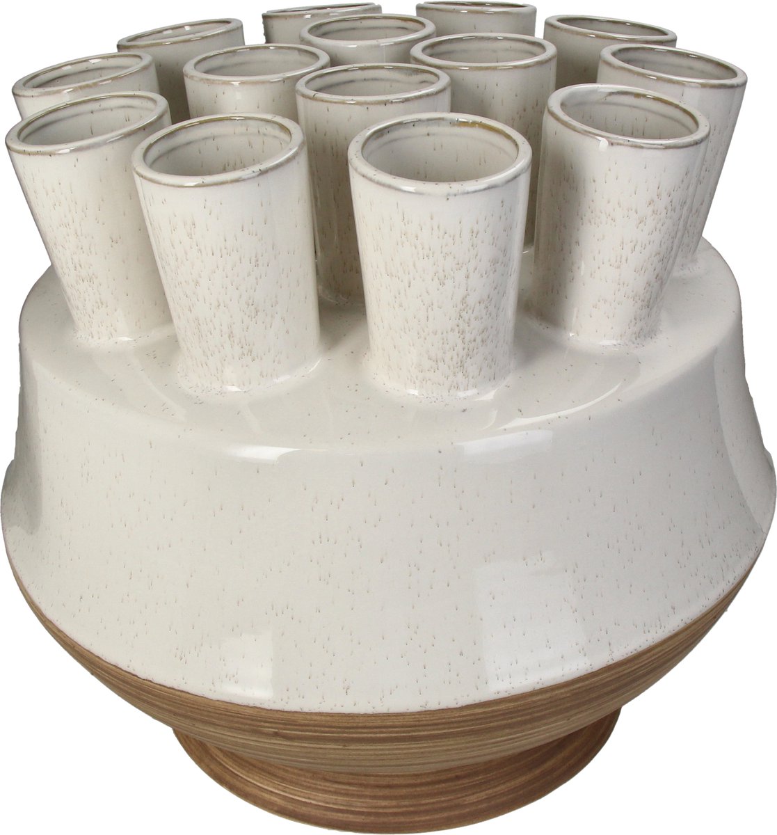 HD Collection Vase aus Steinzeug, weiß, 36,5 x 36,5 x 33 cm