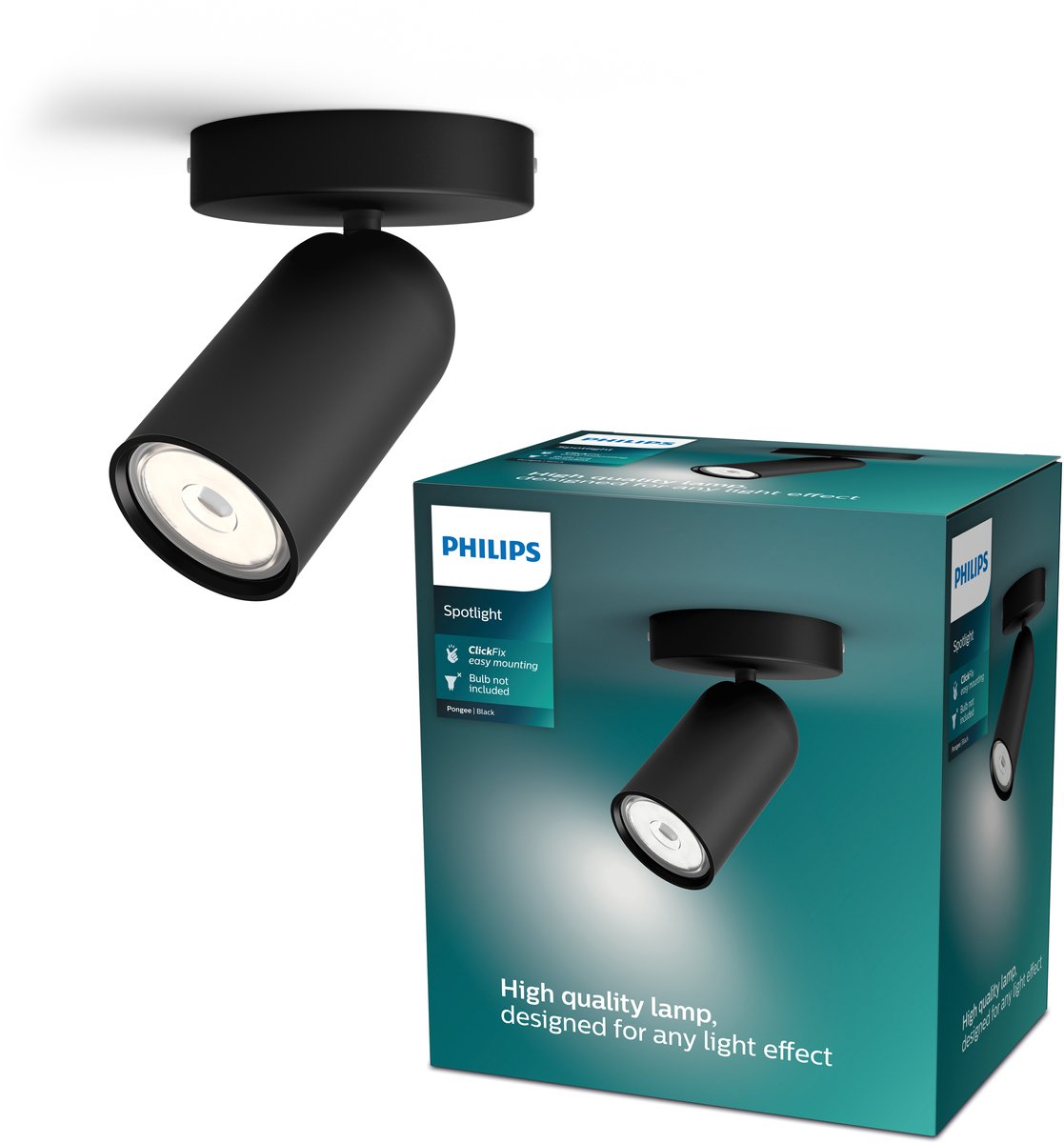 Philips LED Philips Pongee Aufbaustrahler – 1-flammig – Schwarz