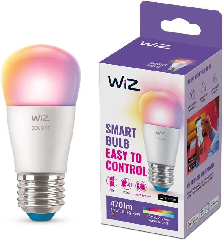 Wiz-Kugellampe – farbiges und weißes Licht – intelligente LED-Beleuchtung – E27-Fassung – 40 W – matt – WLAN