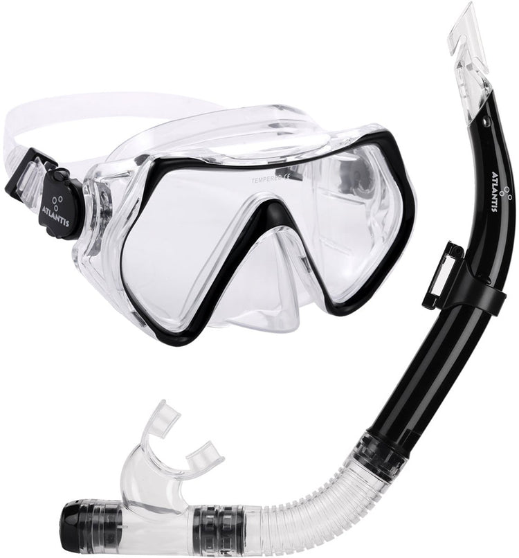 Atlantis Hawaii Combo - Schnorchelset - Taucherbrille - Schnorchel - Erwachsene - Schwarz