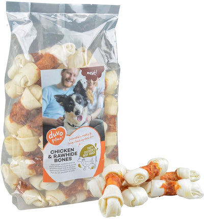 Duvo plus Fleisch! Snack Hähnchen-Rohlederbeine für Hunde m-1kg