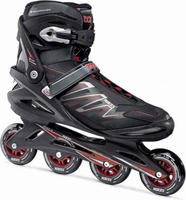 Roces Big Zyx 90 Herren-Inline-Skates – 4 x 90 mm Rollen – Fitness-Speed-Inline-Skates – Schwarz Rot – Größe 52