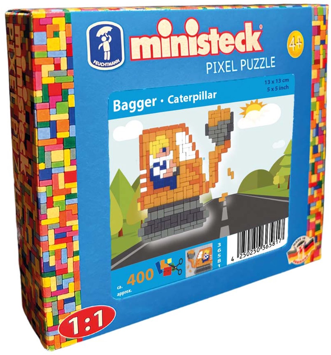 Ministeck Mosaikspielzeug Raupe – kleine Box – 400 kreative Teile.