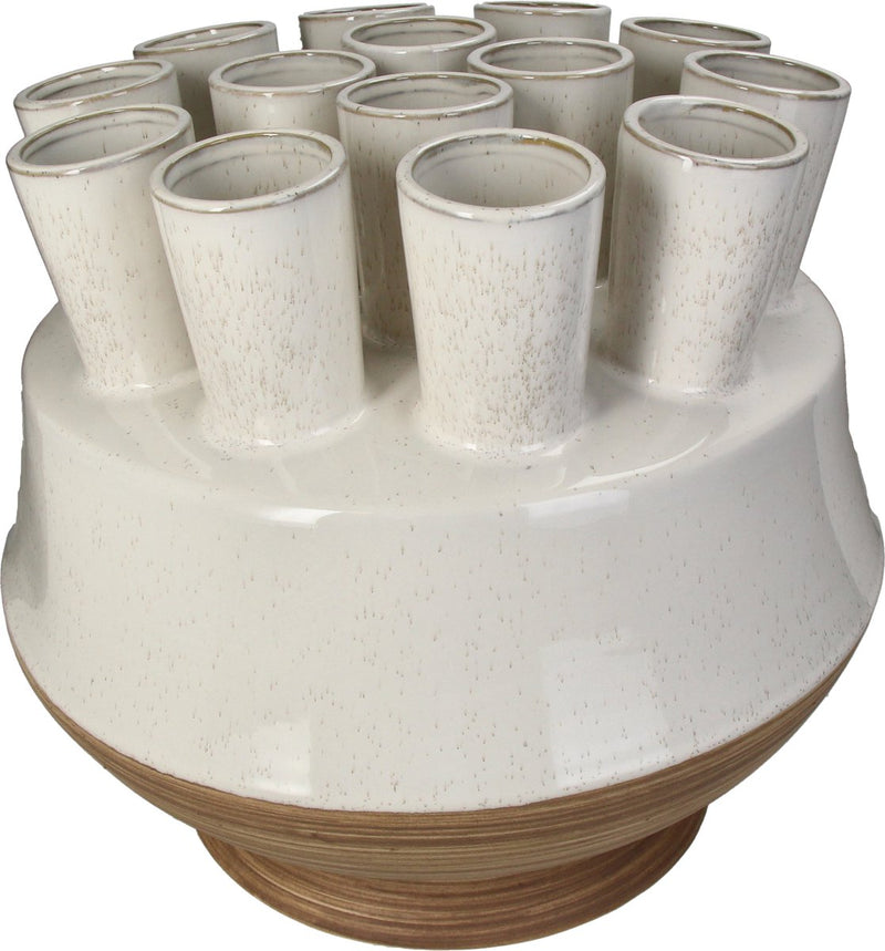 HD Collection Vase aus Steinzeug, weiß, 36,5 x 36,5 x 33 cm