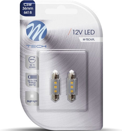 M-tech LED c5w 12v 36mm - Sockel 3x LED-Diode - Canbus - weiß - Set
