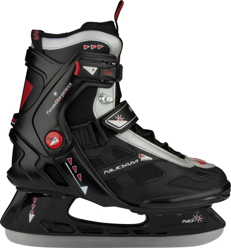 Nijdam Eishockeyschlittschuh – Halbweicher Schuh – Schwarz Silber – Größe 42