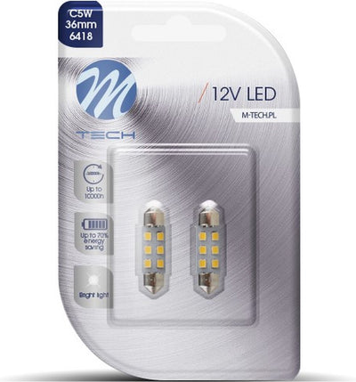 M-tech LED c5w 12v 36mm - Sockel 6x LED-Diode - weiß - Set