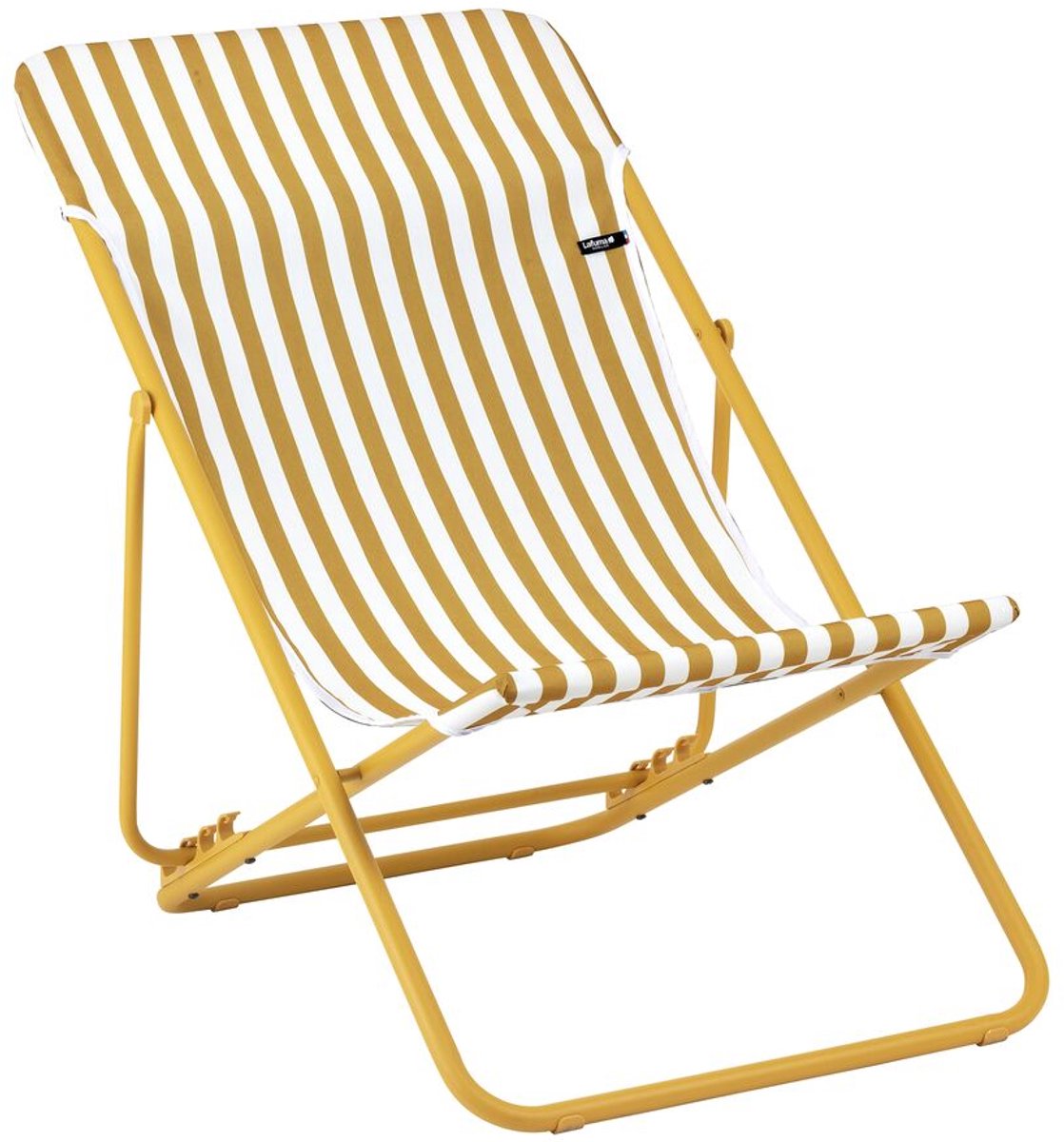 Lafuma Maxi Transat – Strandstuhl – faltbar – verstellbar – Airlon – miel (gelb) gestreift