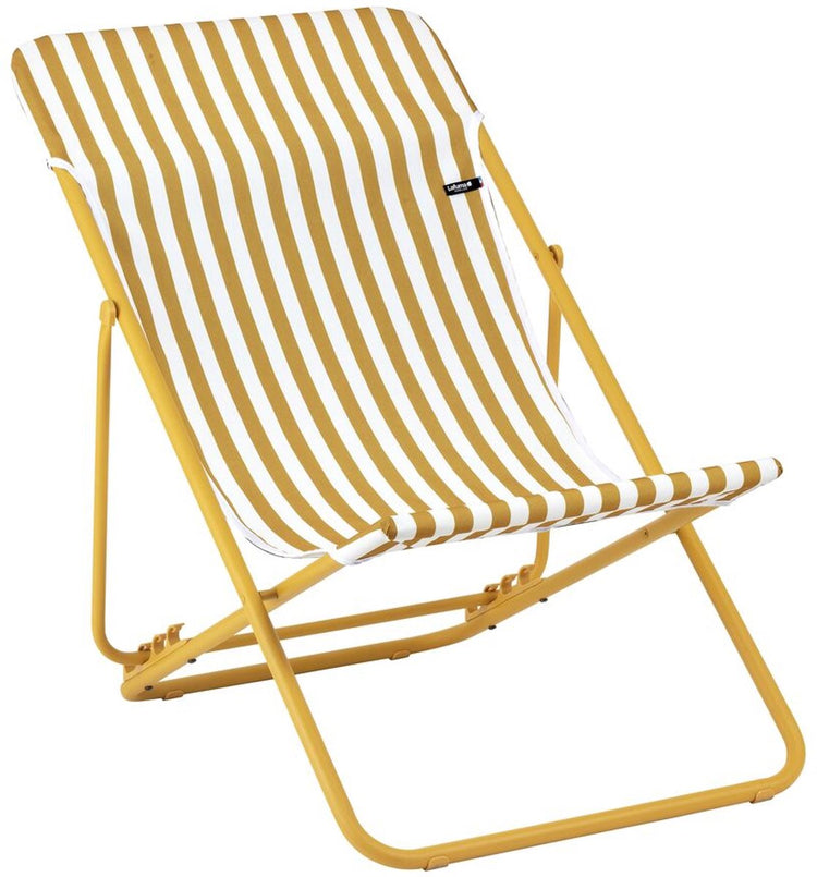 Lafuma Maxi Transat – Strandstuhl – faltbar – verstellbar – Airlon – miel (gelb) gestreift