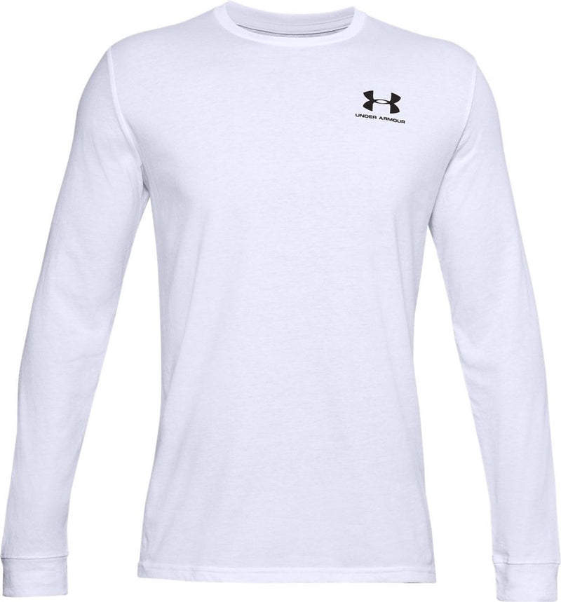 Under Armour ua Sportstyle Left Chest ls-wht Herren-Sportshirt – Weiß – Schwarz