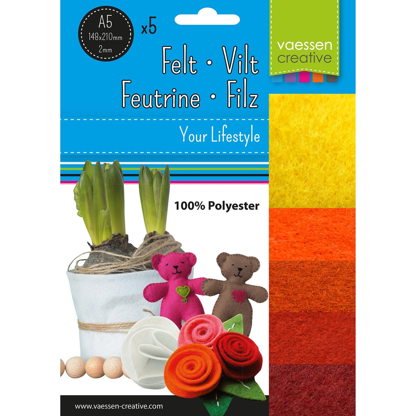 Vaessen creative • Filzpaket 2mm A5 Gelb Rot 5St.