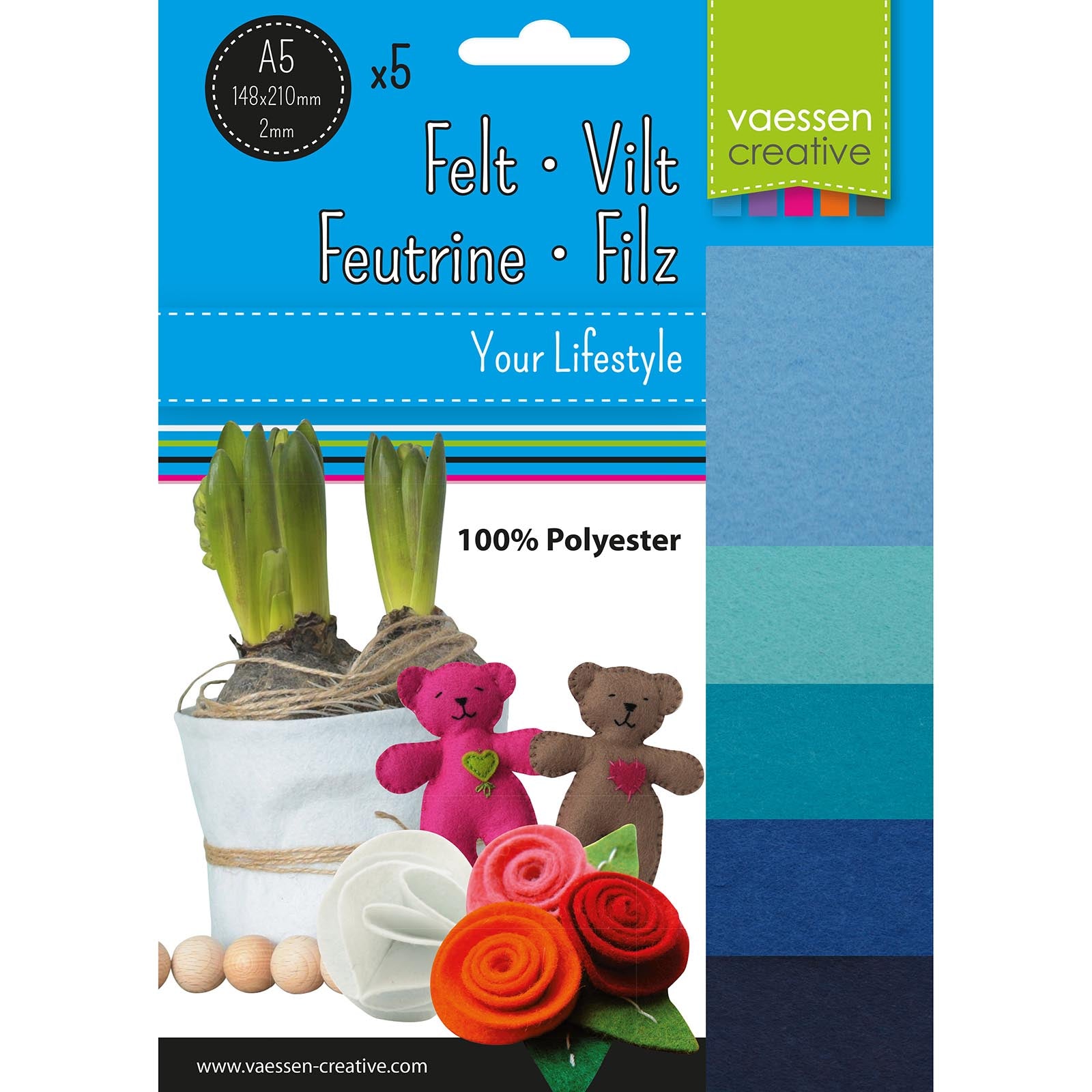 Vaessen creative • Filzpaket 2mm A5 Blau 5St.