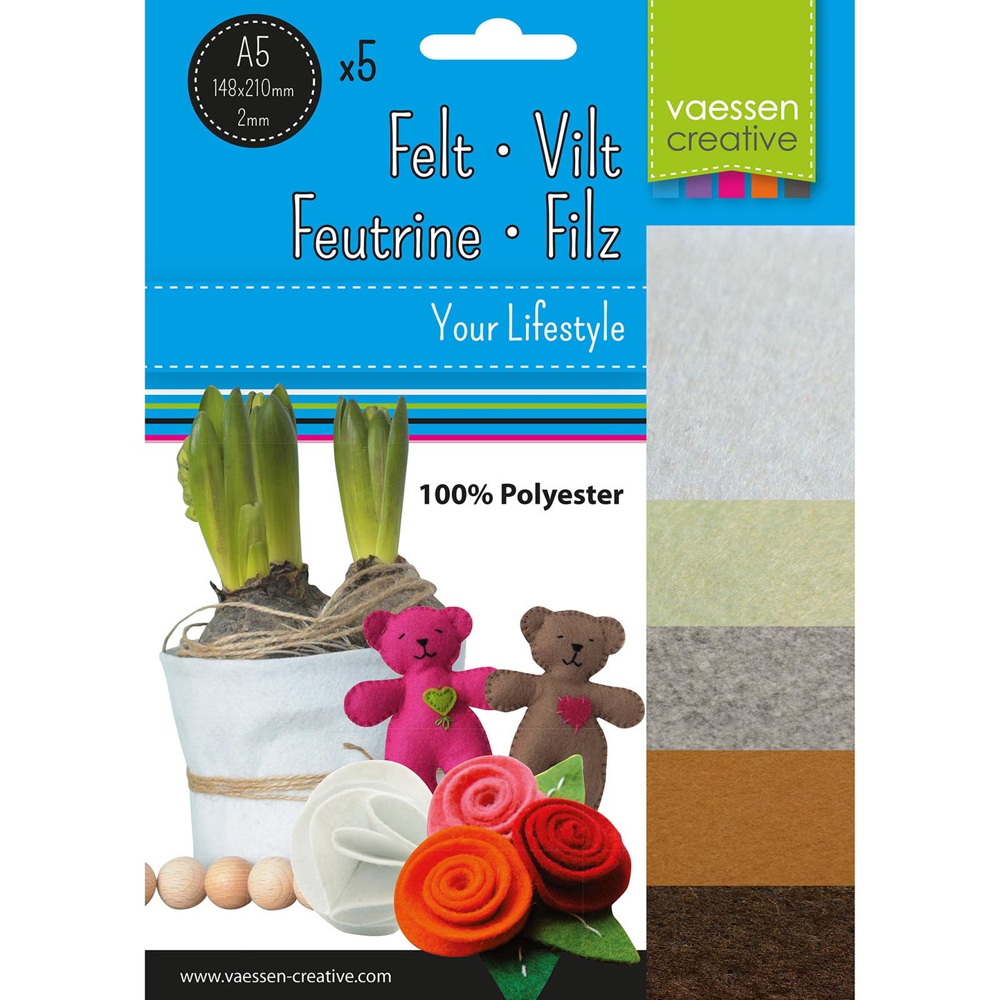 Vaessen creative • Filzpaket 2mm A5 beige braun 5St.