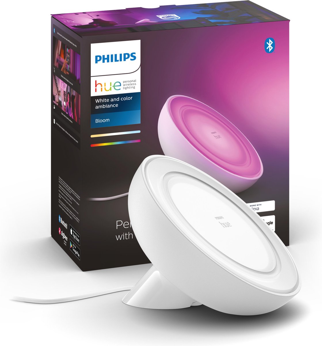 Philips Hue Bloom Tischleuchte – weißes und farbiges Licht – weiß