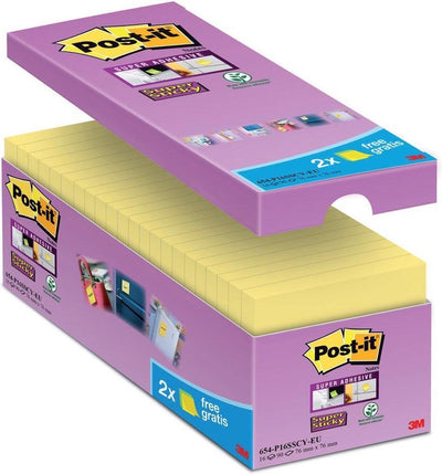 Selbstklebende Notizzettel Post-it 16 x 90 Blatt 76 x 76 mm blanko kanariengelb