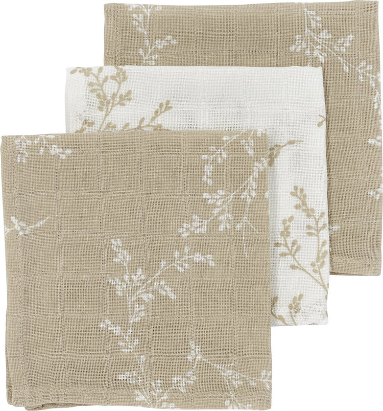 Meyco Baby Branches Mundtücher – 3er-Pack – hydrophil – Sand – 30 x 30 cm