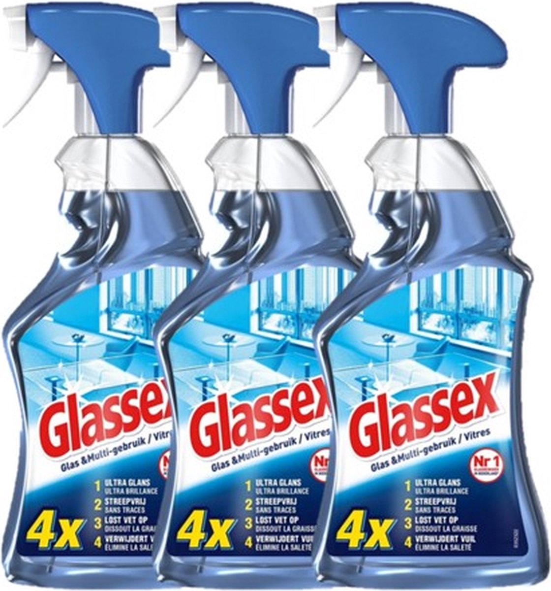 Glassex Glas-Multifensterreiniger – 3 x 750 ml